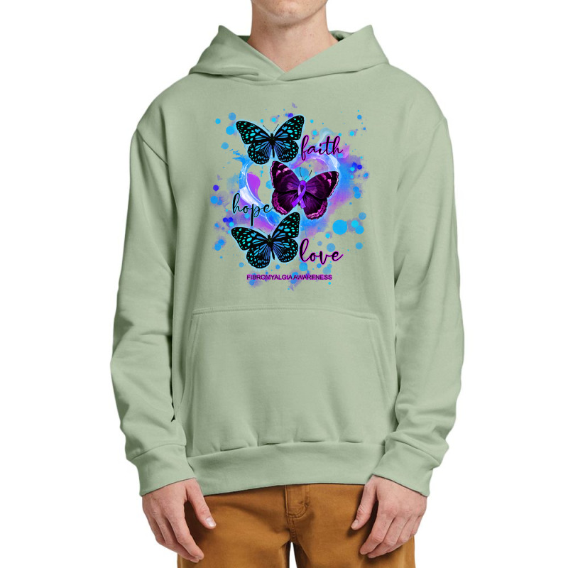 Faith Hope Love Fibromyalgia Awareness T  Shirt Faith Hope Love Butter Urban Pullover Hoodie | Artistshot