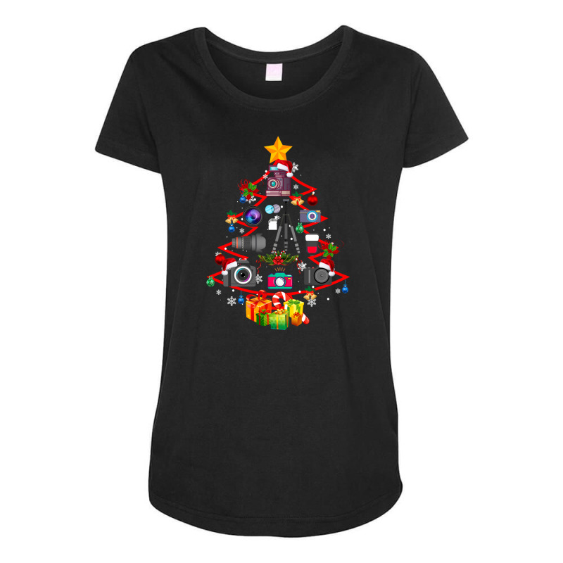 Photographer Camera Christmas Ornament Tree Funny Xmas Maternity Scoop Neck T-shirt by UbengArt | Artistshot