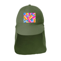 Analog Synthesizer Repeat Pattern Collage Artwork Design Sun Shade Cap | Artistshot