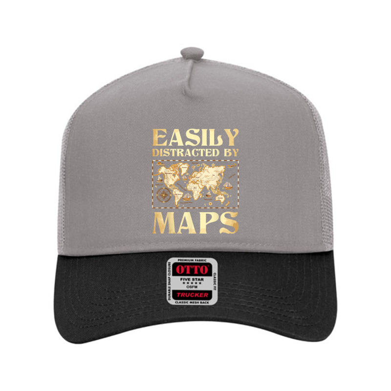 Easily Distracted By Maps   Cartography Geographer Map Lover T Shirt Mesh Back Trucker Hat | Artistshot