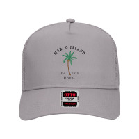 Womens Marco Island Florida Colorful Palm Tree Retro Novelty Art V Nec Mesh Back Trucker Hat | Artistshot