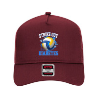 Volleyball Sport Lover Strike Out Diabetes Awareness Volleyball Fighte Mesh Back Trucker Hat | Artistshot