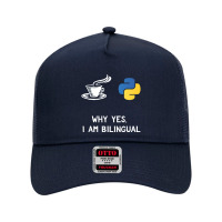 Funny Python Java Programmer Bilingual Coder Gift Tee Mesh Back Trucker Hat | Artistshot