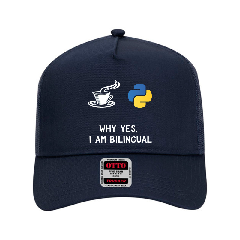 Funny Python Java Programmer Bilingual Coder Gift Tee Mesh Back Trucker Hat by irhamtsani | Artistshot