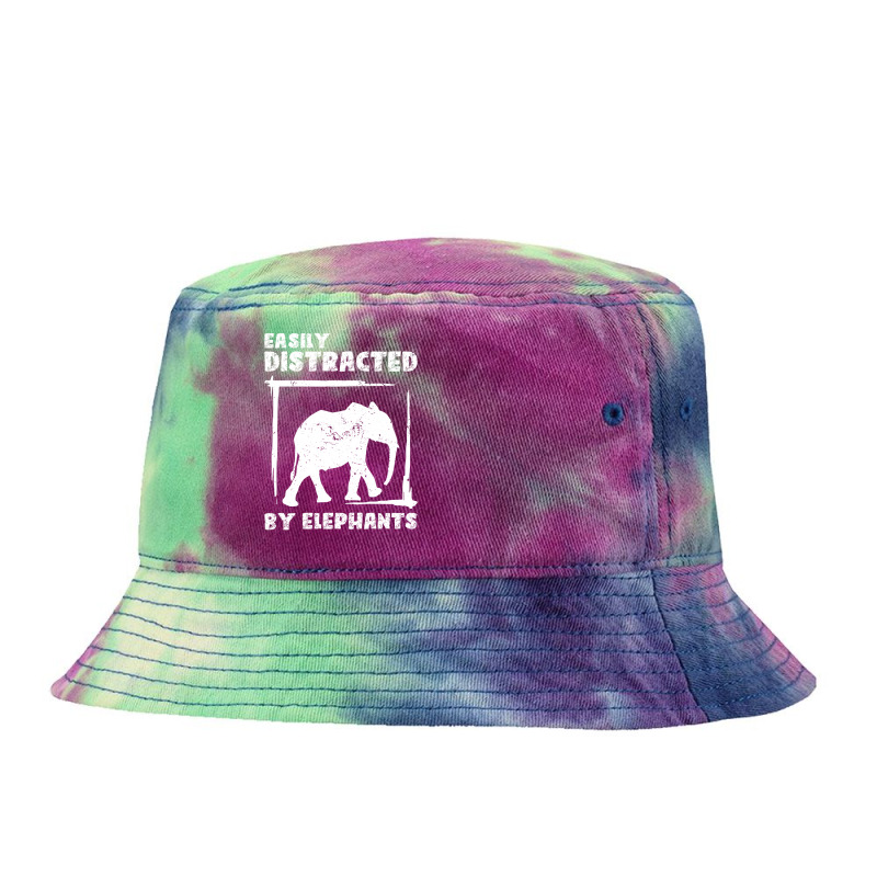 Easily Distracted By Elephants | Funny Zoo Tie Dyed Bucket Hat | Artistshot