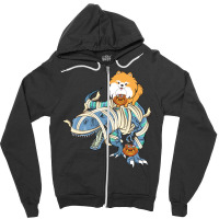 Pomeranian Riding Dinosaur Halloween Dog Zipper Hoodie | Artistshot