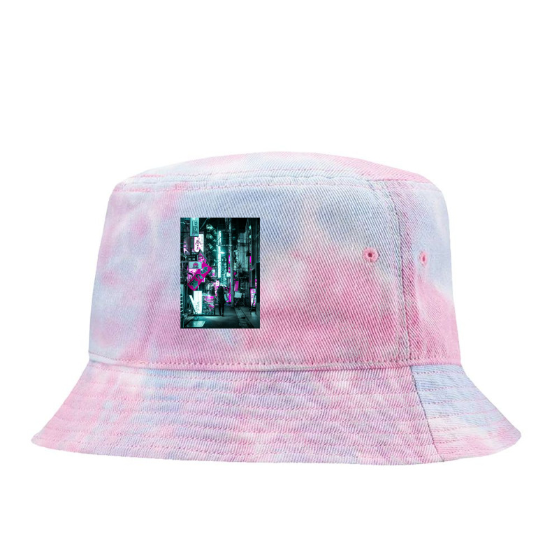 Tokyo Neon Night Synthwave Tie Dyed Bucket Hat by Jeff_Nugroho | Artistshot