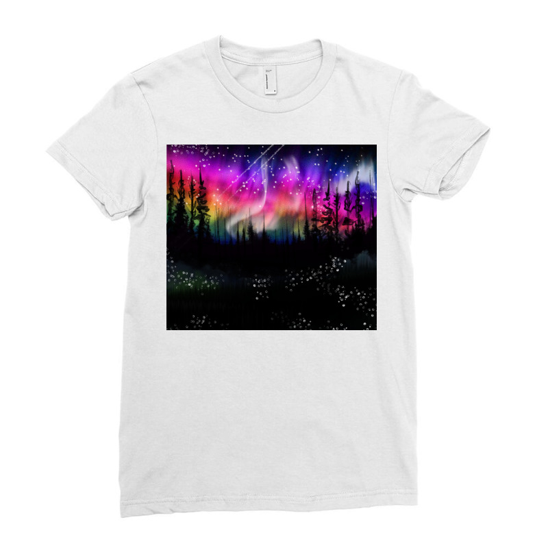 Northern Lights Ladies Fitted T-Shirt by Oma's Magic World | Artistshot