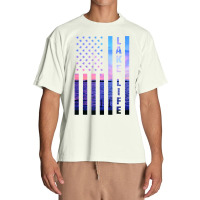 Lake Life American Flag Dock Sunset Wakeboarder Power Boat Urban Heavy T-shirt | Artistshot