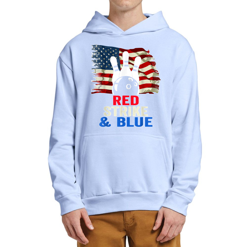 Patriotic Bowling 4th Of July Red Strike & Blue Usa Flag Urban Pullover Hoodie by STACYSCHUDEL | Artistshot