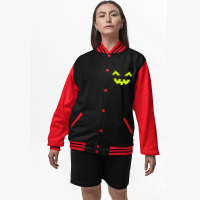 Halloween T  Shirt Big Scary Slime In Black Smiling Halloween Pumpkin Bomber Jacket | Artistshot