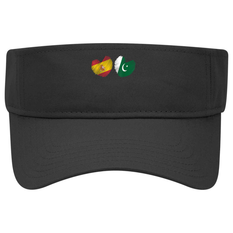 Pakistan Spain Heart Spanish Flag Pakistani Flag Love Heart T Shirt Visor hat by hustonfkobar3 | Artistshot