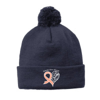 Endometrial Cancer Awareness T  Shirt Endometrial Cancer Awareness Hea Pom Pom Beanie | Artistshot