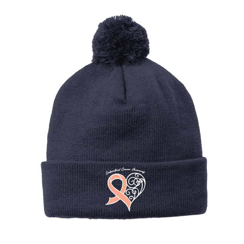 Endometrial Cancer Awareness T  Shirt Endometrial Cancer Awareness Hea Pom Pom Beanie by rico96716 | Artistshot