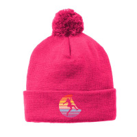 Bouldering T  Shirt Bouldering Silhouette On A Distressed Retro Sunset Pom Pom Beanie | Artistshot