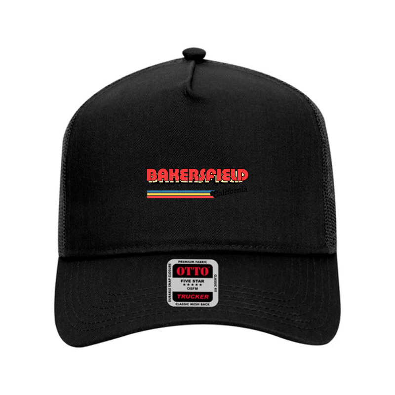 Bakersfield, Ca Retro Typography Design Mesh Back Trucker Hat by methadelphi | Artistshot