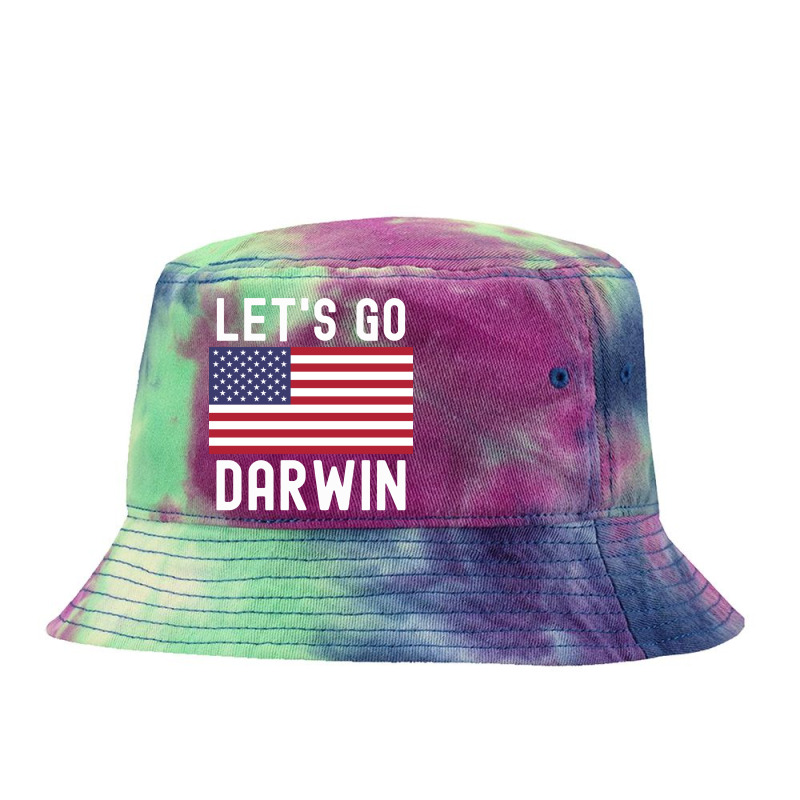 Let's Go Darwin American Flag - White Letters Version Tie Dyed Bucket Hat by Magasinfinite | Artistshot