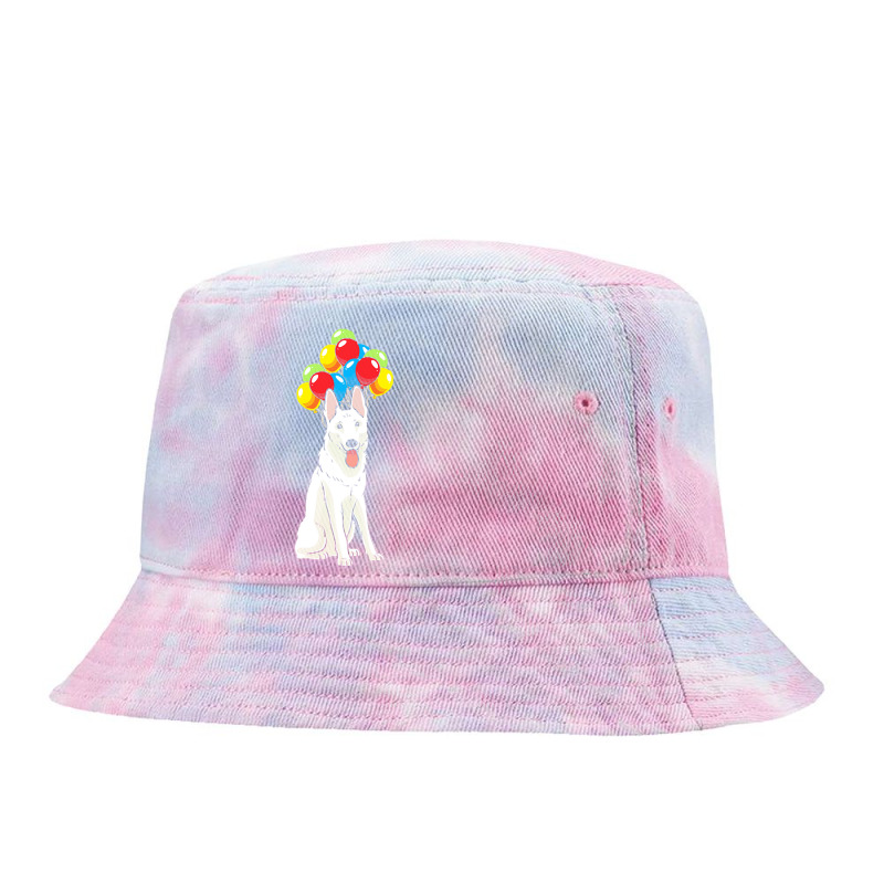 White Shepherd T  Shirt White Swiss Shepherd With Ballons Gift T  Shir Tie Dyed Bucket Hat | Artistshot