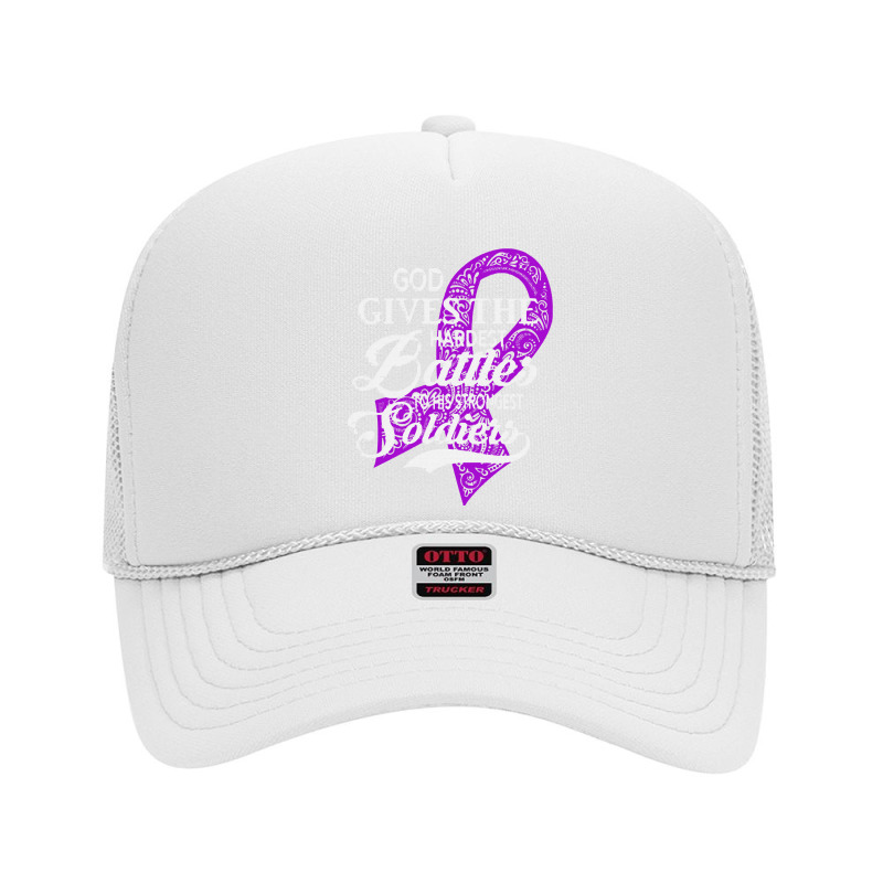 Alzheimers Awareness T  Shirt God Gives The Hardest Battles Strongest Foam Trucker Hat | Artistshot