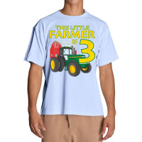 Kids 3 Year Old Green Farm Tractor Birthday Party Farmer 3rd Gift Urban Heavy T-shirt | Artistshot