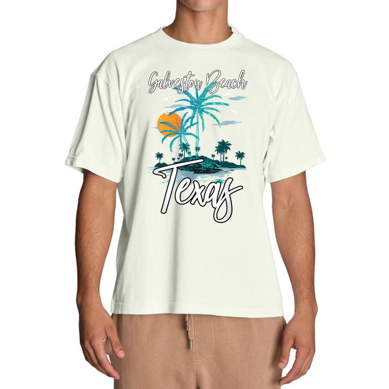 Family Vacation Retro Sunset Texas Galveston Beach Urban Heavy T-shirt by FrancesTiffany | Artistshot