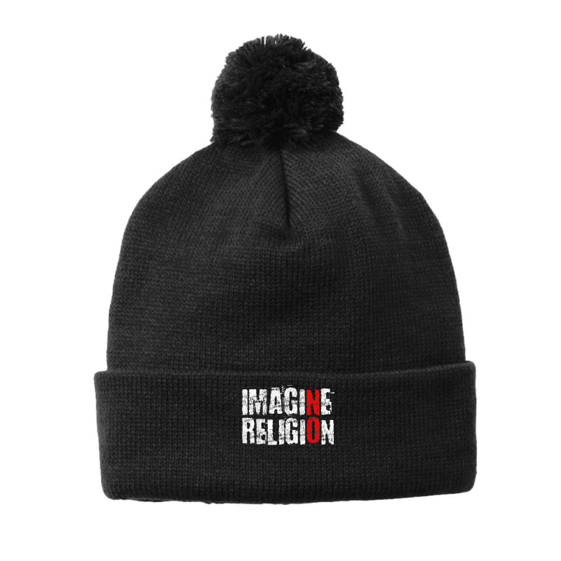 Atheism Imagine Antireligion White Distressed Rational T Shirt Pom Pom Beanie by saldeenshakir | Artistshot