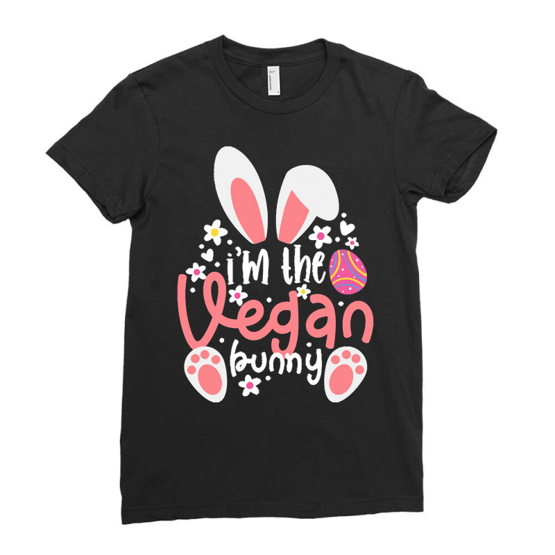 Vegan Design T  Shirt Bunny Ears I'm The Vegan Bunny Matching Easter V Ladies Fitted T-Shirt by alexandrea99751 | Artistshot