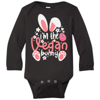 Vegan Design T  Shirt Bunny Ears I'm The Vegan Bunny Matching Easter V Long Sleeve Baby Bodysuit | Artistshot