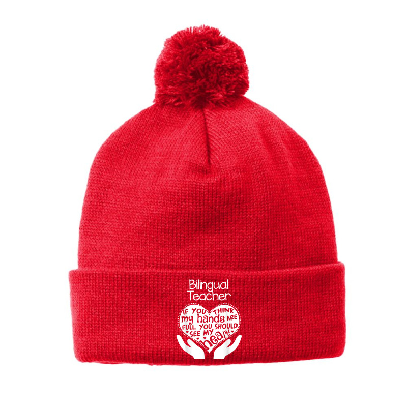 Bilingual Teacher T Shirt Heart Hands School Team Group Gift Pom Pom Beanie by ZaraeTrullinger | Artistshot