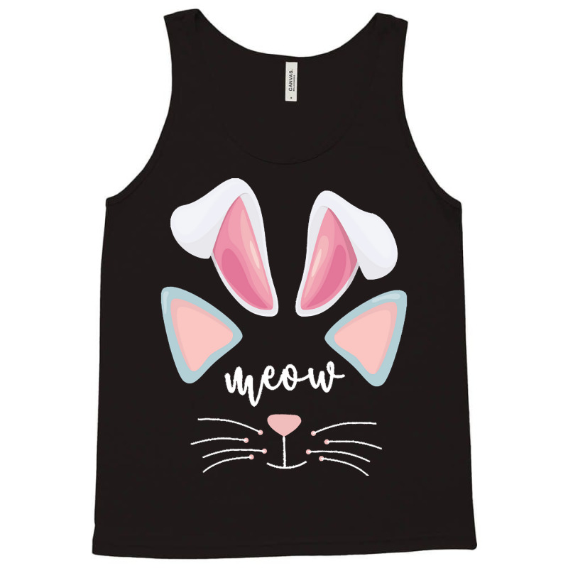 Bunny Ears T  Shirt Cat Bunny Ears Costume Meow Cat Face Easter Funny Tank Top by handjacquelyn42 | Artistshot