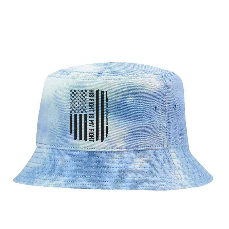 His Fight American Flag Colorectal Bowel Colon Cancer Awareness Tie Dyed Bucket Hat by saepuloh | Artistshot