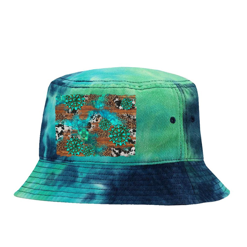 Gemstone Wood And Cowhide Background Tie Dyed Bucket Hat | Artistshot