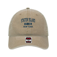 Staten Island New York Ny Vintage Sports Design Navy Print T Shirt Dyed Cap | Artistshot