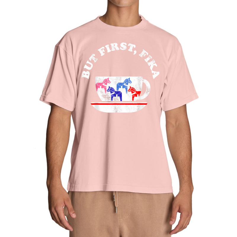 But First Fika Scandinavian Coffee Break Dala Horse Urban Heavy T-shirt by CaitlynLevine | Artistshot