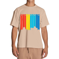 Retro 1970's Style Greensboro North Carolina Skyline T Shirt Urban Heavy T-shirt | Artistshot