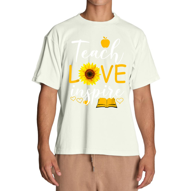 Teacher T  Shirt Teach Love And Inspire Shirt   Teacher Sunflower T  S Urban Heavy T-shirt | Artistshot