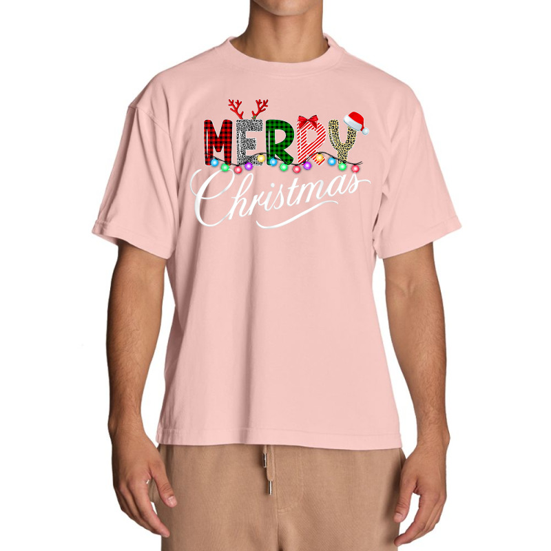 Merry Christmas 2022 Leopard Buffalo Red Plaid Xmas Lights Urban Heavy T-shirt | Artistshot