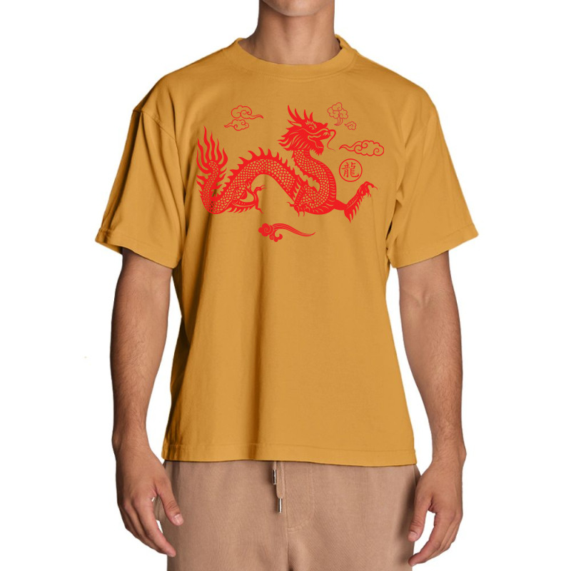 Red Japanese Dragon Aesthetic Grunge 90s Chinese Dragon Urban Heavy T-shirt | Artistshot