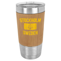 Stockholm Sweden Trident Gym Style Distressed Yellow Print T Shirt Leatherette Tumbler | Artistshot