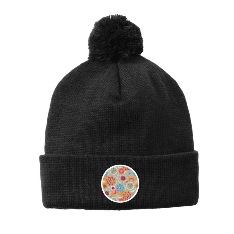 Watercolor Kaleidoscope Floral Desaturated 42774082 Pom Pom Beanie by Sri66 | Artistshot