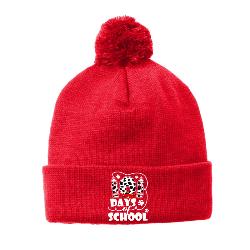 101 Days Of School Dalmatian Dog 100 Days Smarter Teachers T Shirt Pom Pom Beanie | Artistshot