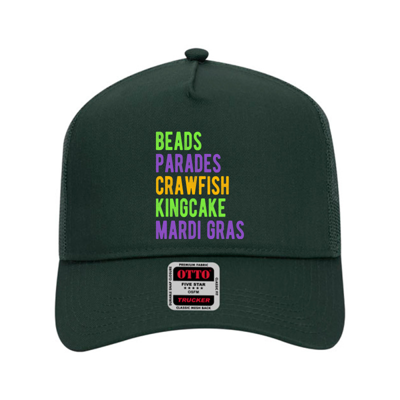 Beads, Parades, Crawfish, Kingcake, Mardi Gras T Shirt Mesh Back Trucker Hat | Artistshot