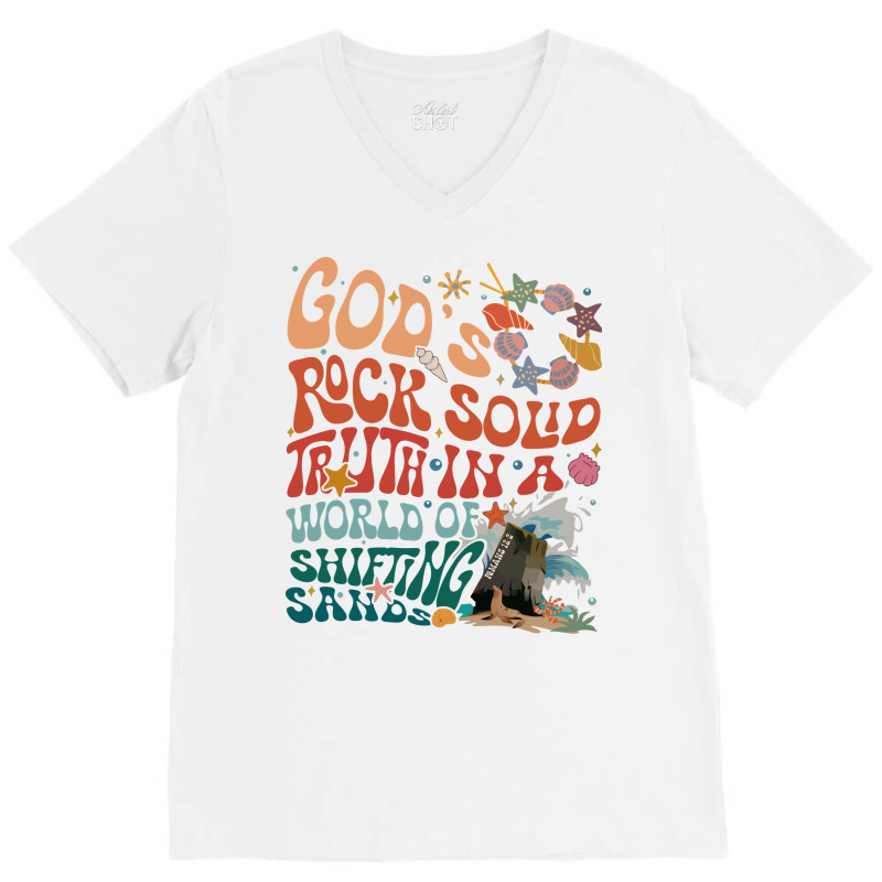 Gods Rock Solid Vacation Bible School V-neck Tee | Artistshot