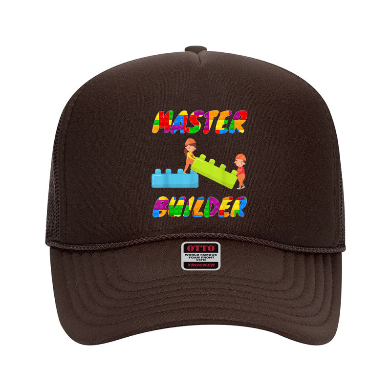 Master Builder, Brick Builder Blocks Building, Toys For Kids T Shirt Foam Trucker Hat | Artistshot