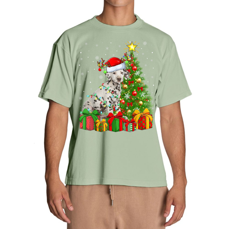 Xmas Holiday Lights Santa Dalmatian Dog Christmas Tree Urban Heavy T-shirt | Artistshot