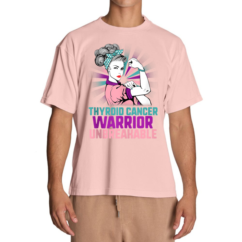 Thyroid Cancer Woman Warrior Purple Pink Ribbon Awareness Tank Top Urban Heavy T-shirt | Artistshot