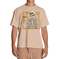 Vintage Halloween Skeleton Pumpkin Spice Latte Syrup Creamer T Shirt C Urban Heavy T-shirt | Artistshot