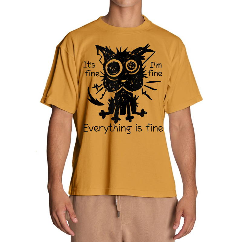 Everything Is Fine Funny Stressed Out Cat Graphic Tank Top Urban Heavy T-shirt by cm-arts | Artistshot