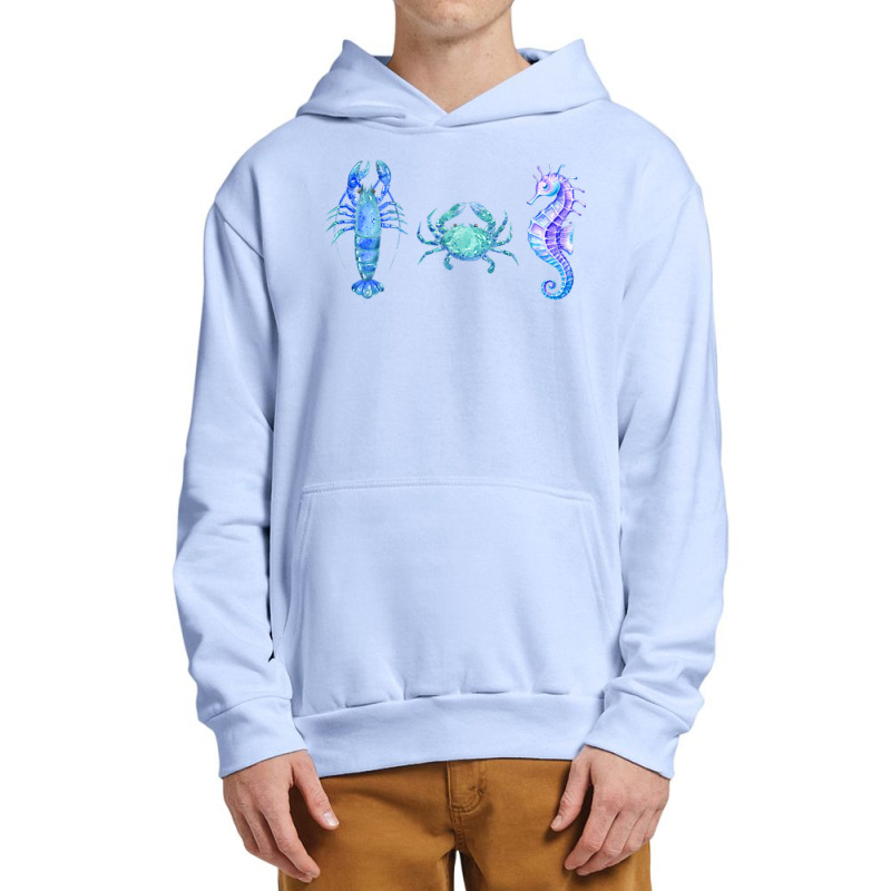 Crustaceancore Ocean Blush Crustacean Lobster Crab Seahorse Urban Pullover Hoodie | Artistshot