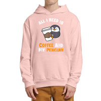 Coffee And My Penguin Sea Bird King Emperor Penguin Urban Pullover Hoodie | Artistshot